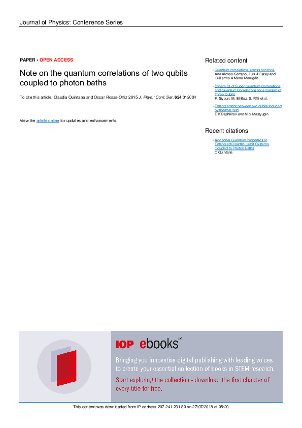 (PDF) Note on the quantum correlations of two qubits coupled to photon ...
