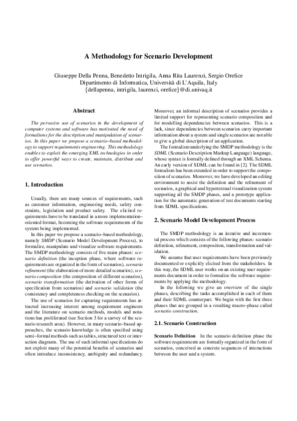 Pdf A Methodology For Scenario Development