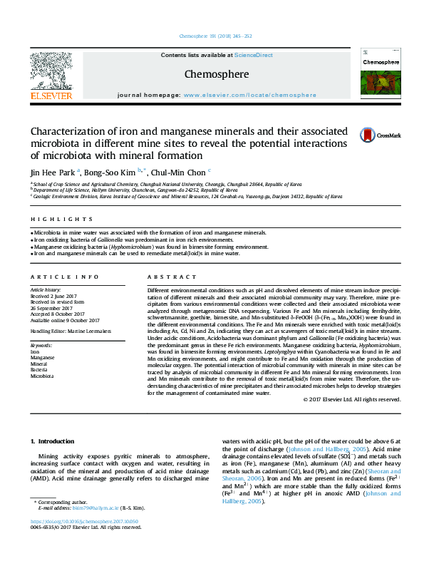 (PDF) Characterization of iron and manganese minerals and their ...