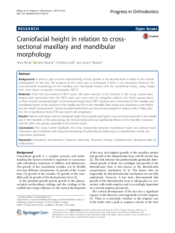 (PDF) Craniofacial height in relation to cross-sectional maxillary and ...