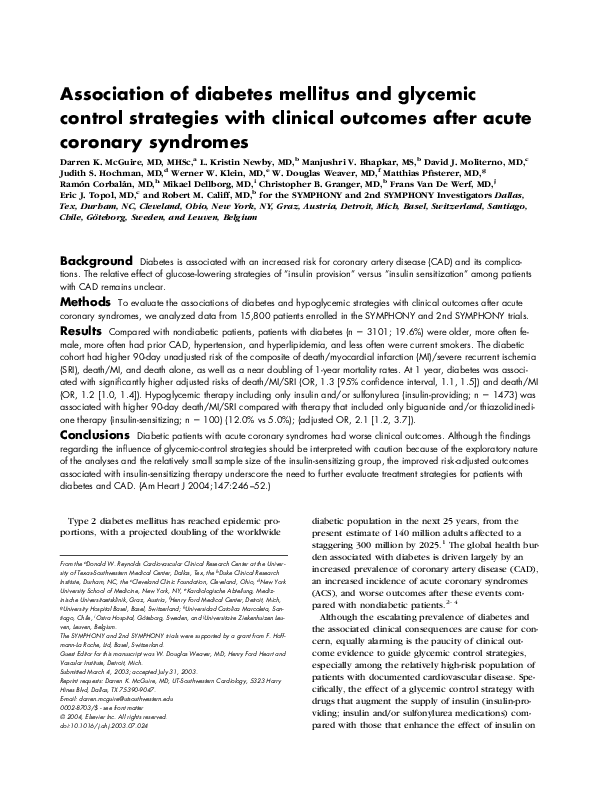 (PDF) Association of diabetes mellitus and glycemic control strategies ...