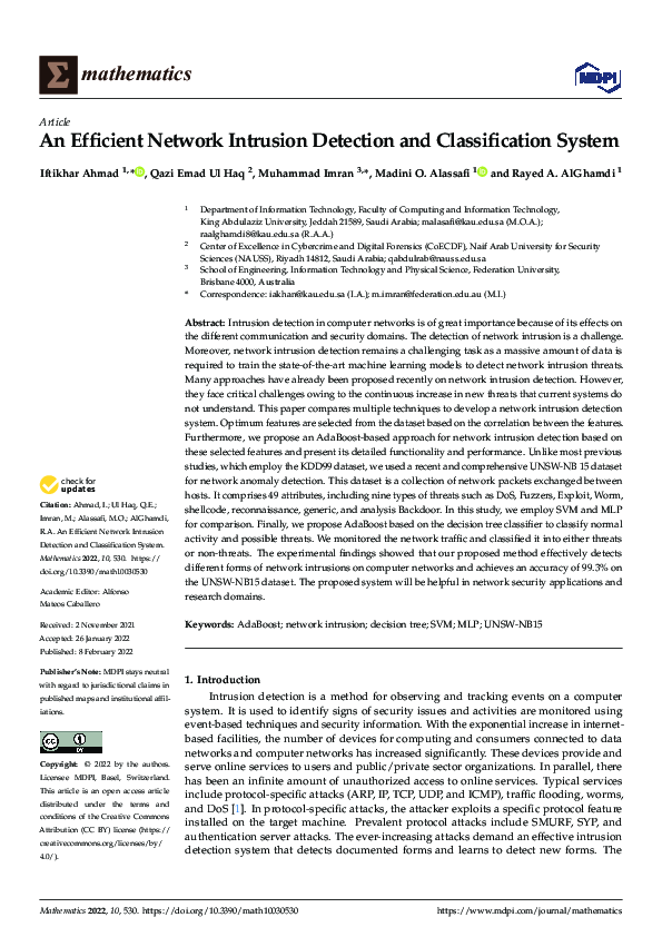 (PDF) An Efficient Network Intrusion Detection and Classification System
