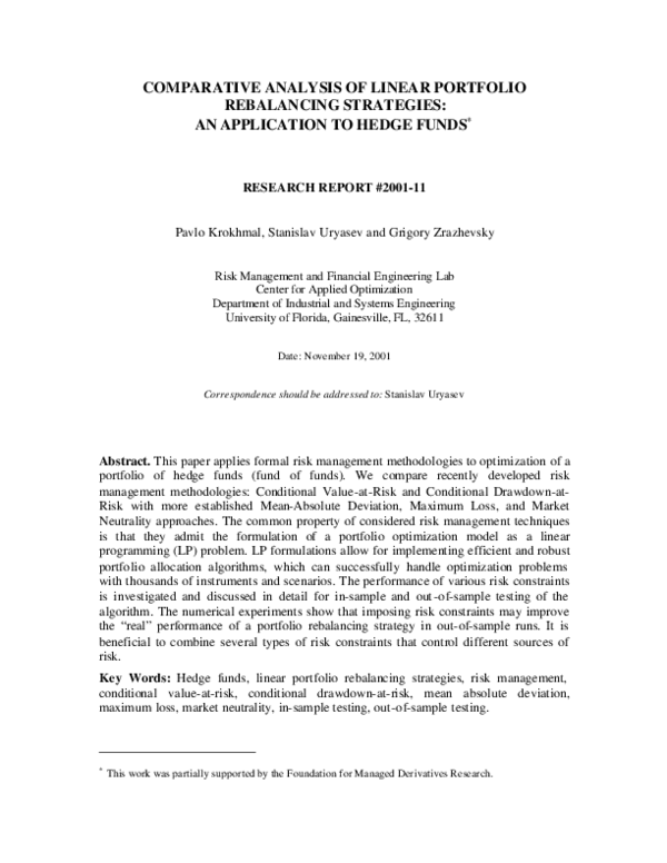 (PDF) Comparative Analysis of Linear Portfolio Rebalancing Strategies ...