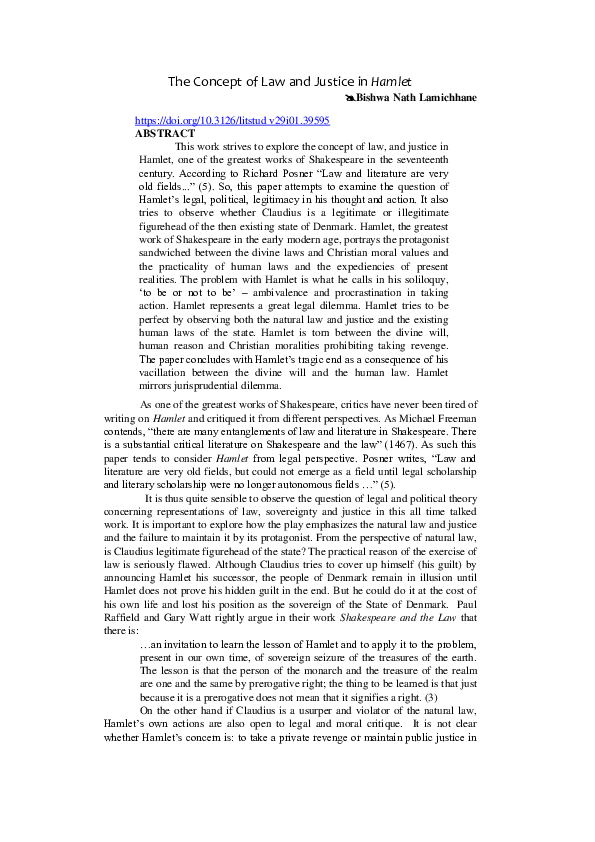  pdf the concept of law and justice in hamlet