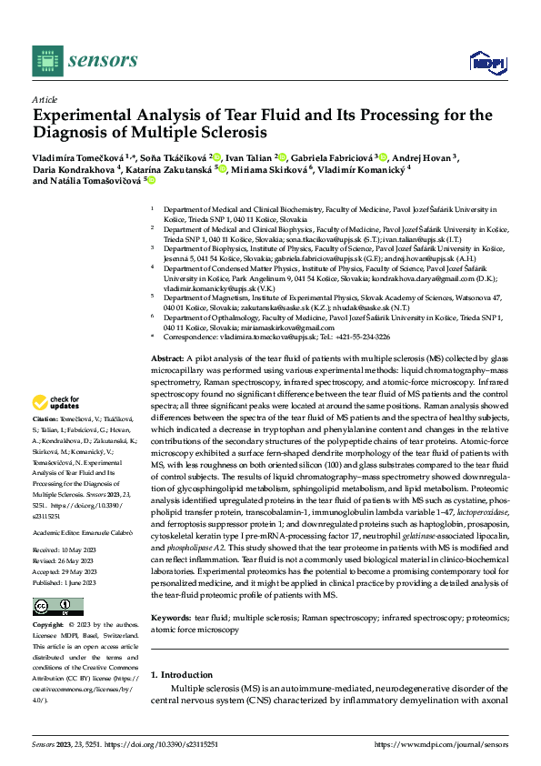 (PDF) Experimental Analysis of Tear Fluid and Its Processing for the ...