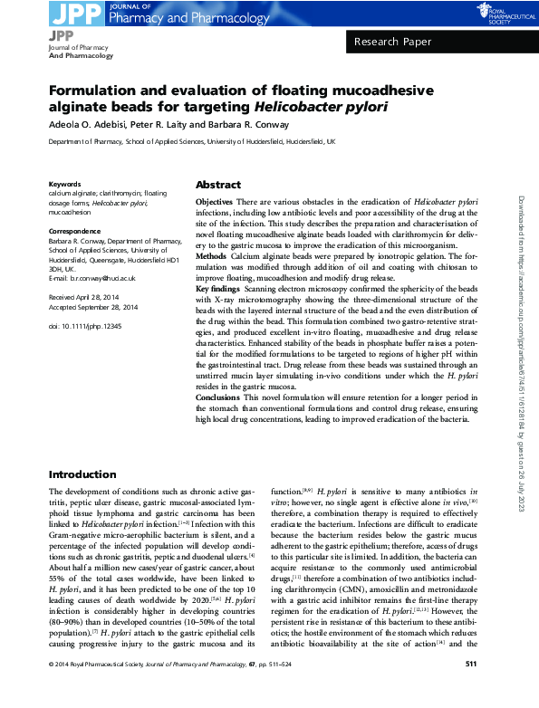 (PDF) Formulation and evaluation of floating mucoadhesive alginate ...