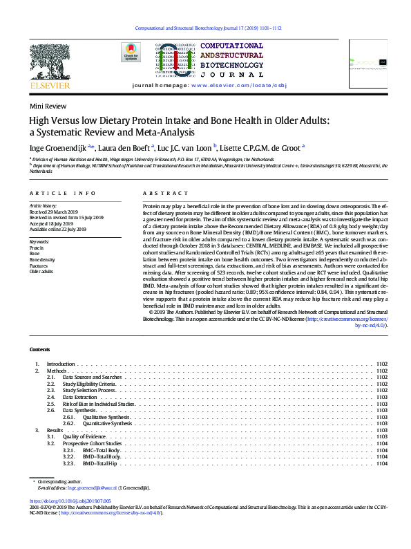 (PDF) High Versus low Dietary Protein Intake and Bone Health in Older ...