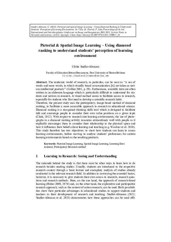 (PDF) Pictorial & Spatial Image Learning -Using diamond ranking to ...