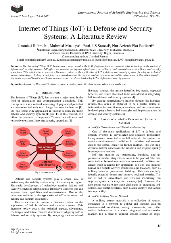 (PDF) Internet of Things (IoT) in Defense and Security Systems: A ...