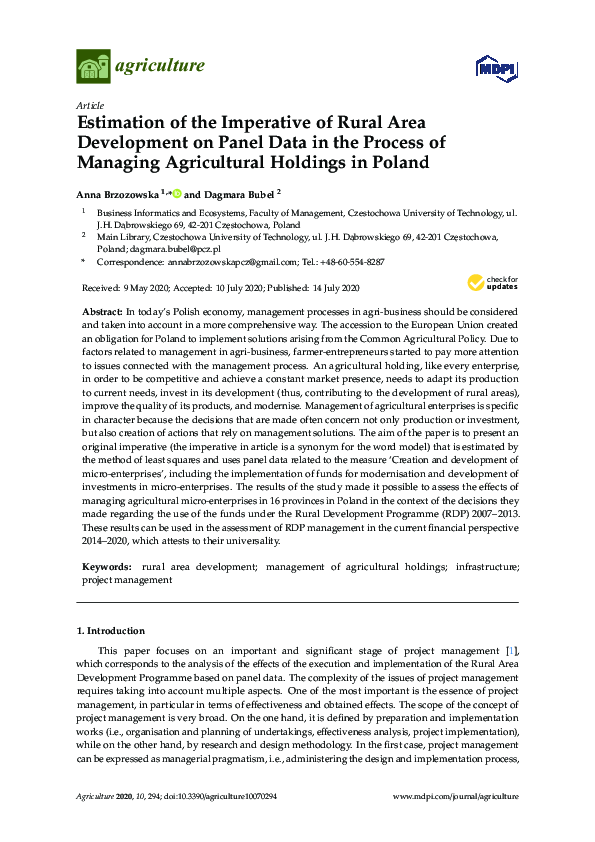 (PDF) Estimation of the Imperative of Rural Area Development on Panel ...