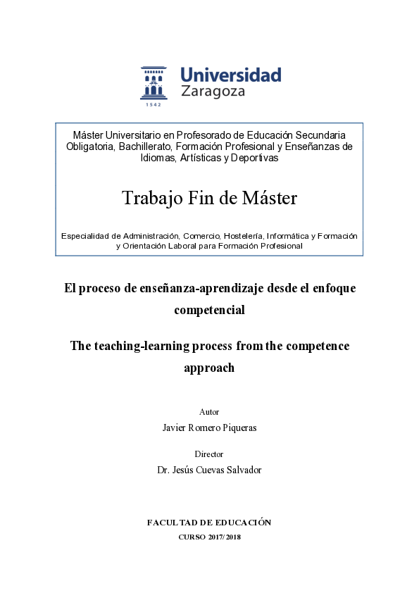 (PDF) El proceso de enseñanza-aprendizaje desde el enfoque competencial