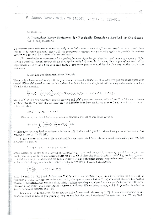 (PDF) A posteriori error estimates for parabolic equations