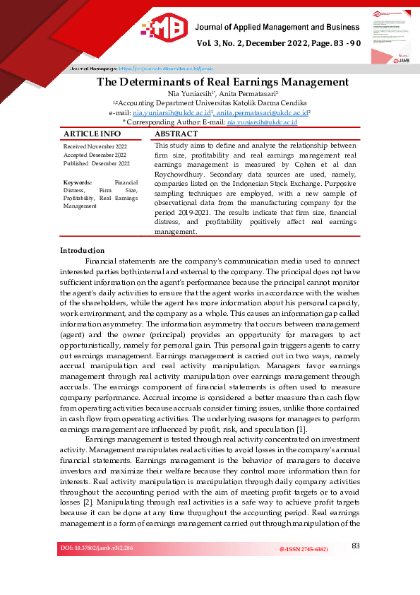 (PDF) The Determinants of Real Earnings Management