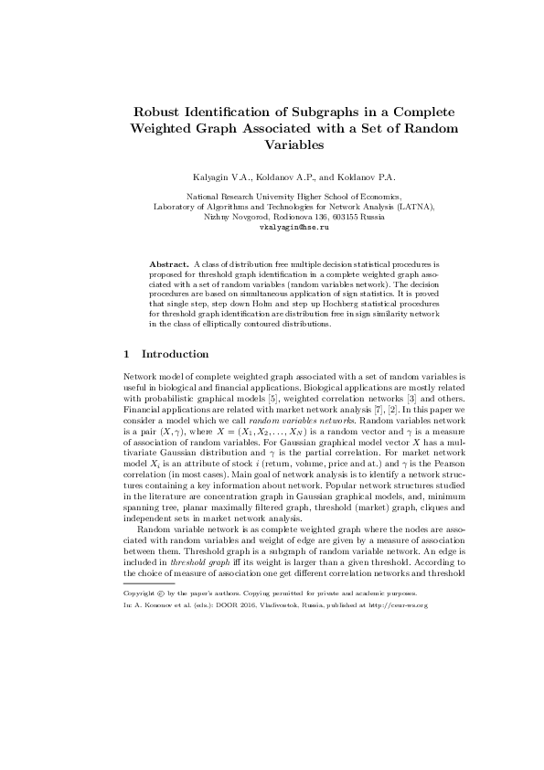 (PDF) Robust Identification of Subgraphs in a Complete Weighted Graph ...