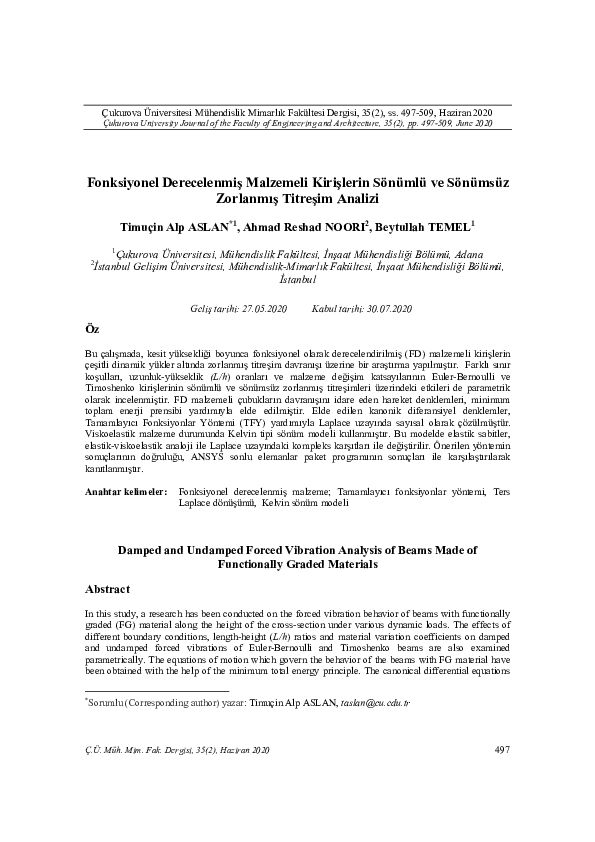 (PDF) Damped and Undamped Forced Vibration Analysis of Beams Made of
