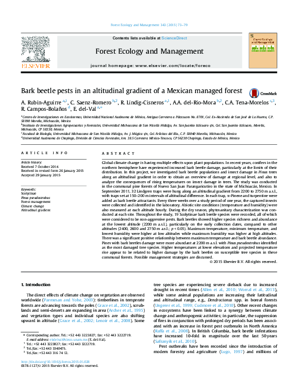 (PDF) Bark beetle pests in an altitudinal gradient of a Mexican managed ...