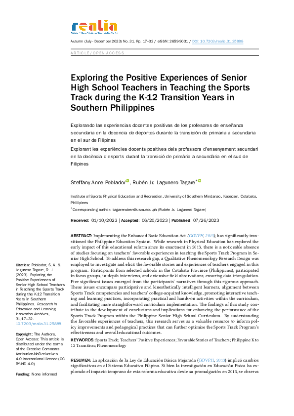 (PDF) Exploring the Positive Experiences of Senior High School Teachers ...