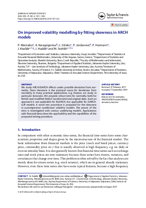 (PDF) On improved volatility modelling by fitting skewness in ARCH models