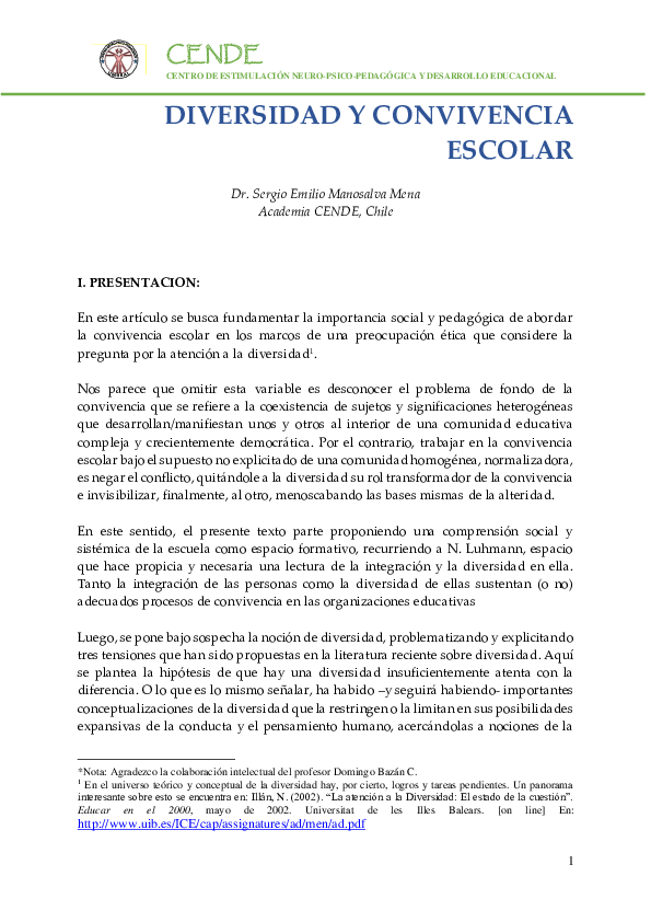 Pdf Diversidad Y Convivencia