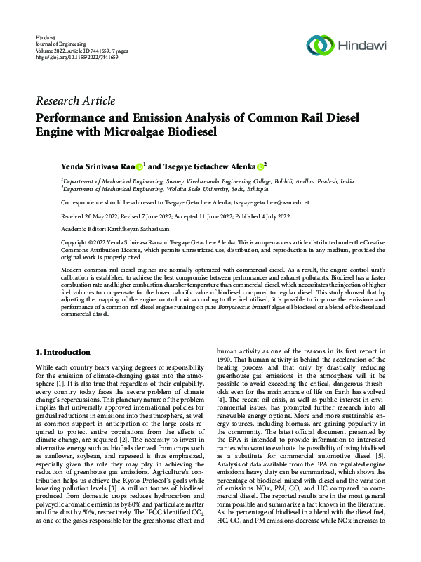 (PDF) Performance and Emission Analysis of Common Rail Diesel Engine ...