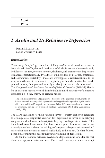 (PDF) Acedia and Its Relation to Depression