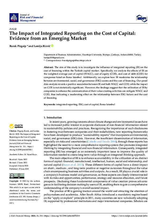 (PDF) The Impact of Integrated Reporting on the Cost of Capital ...