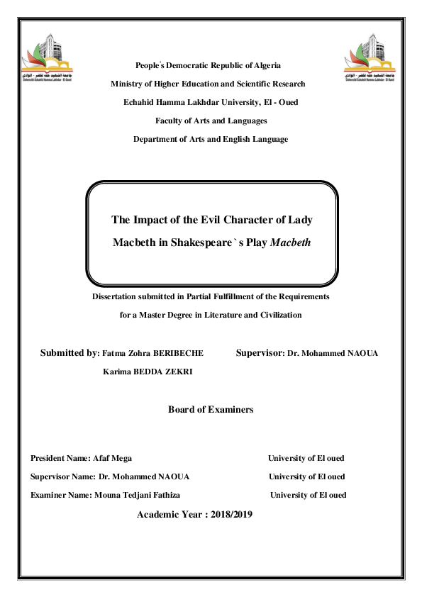 (PDF) The Impact of the Evil Character of Lady Macbeth in Shakespeare ...