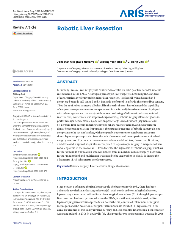 Pdf Robotic Liver Resection Jonathan Rodríguez Navarro Academia Edu