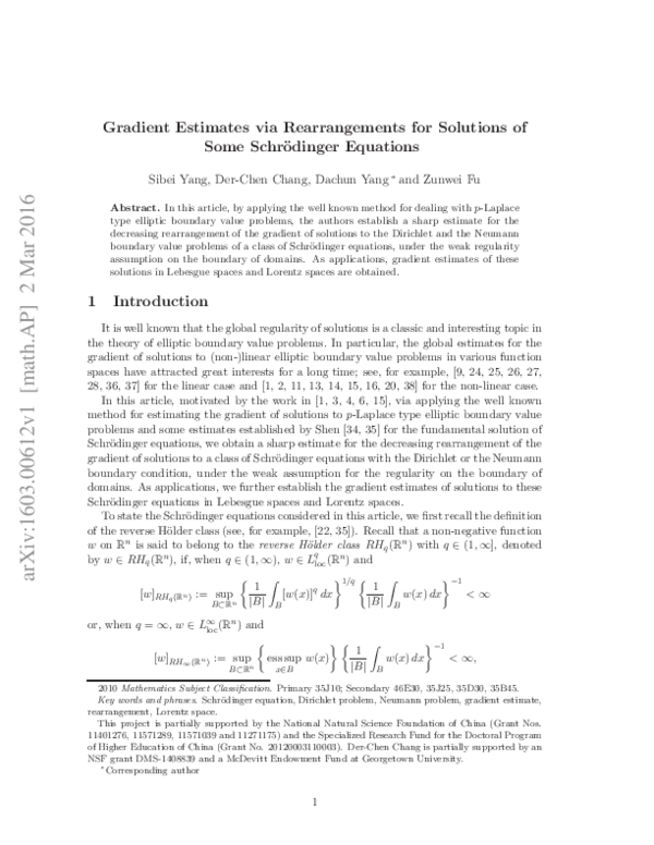 (PDF) Gradient estimates via rearrangements for solutions of some ...