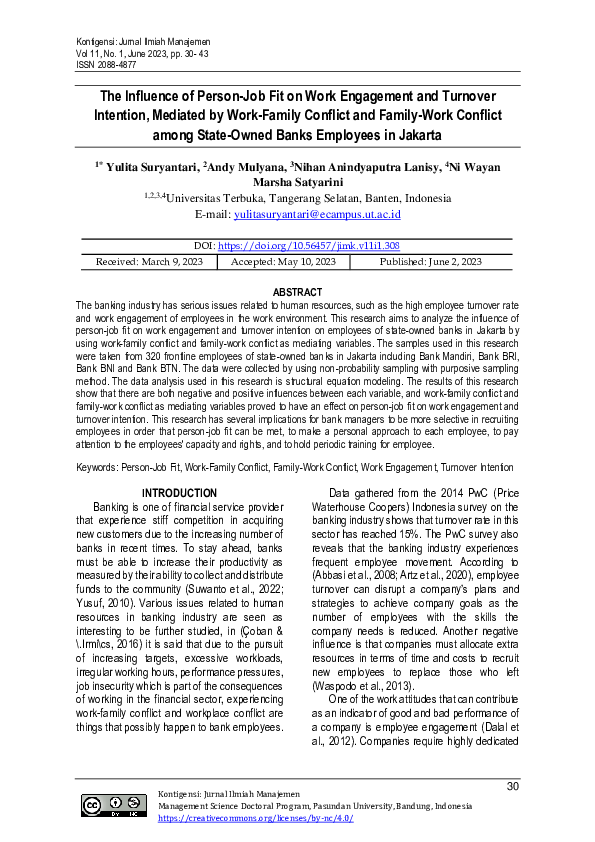 (PDF) The Influence of Person-Job Fit on Work Engagement and Turnover ...