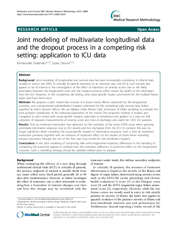 (PDF) Joint modeling of multivariate longitudinal data and the dropout ...