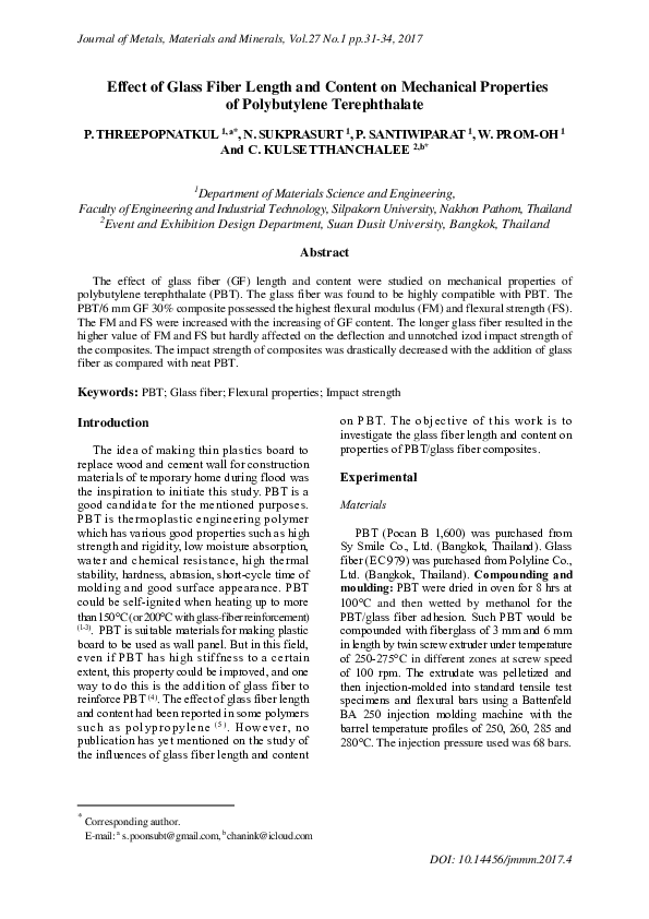 (PDF) Effect of glass fiber length and content on mechanical properties ...