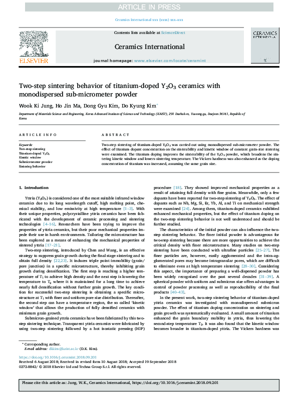 (PDF) Two-step sintering behavior of titanium-doped Y2O3 ceramics with ...