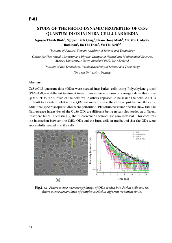 (PDF) STUDY OF THE PHOTO-DYNAMIC PROPERTIES OF CdSe QUANTUM DOTS IN ...