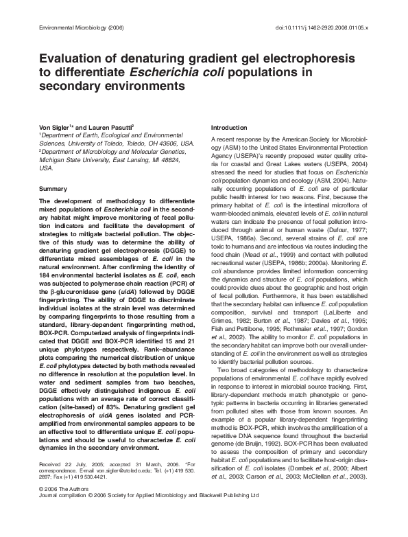 (PDF) Evaluation of denaturing gradient gel electrophoresis to ...