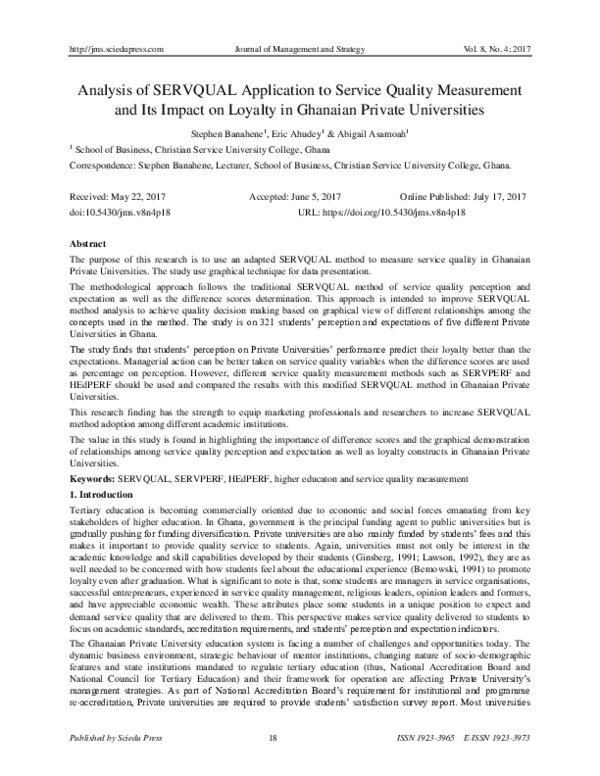 (PDF) Analysis of SERVQUAL Application to Service Quality Measurement ...