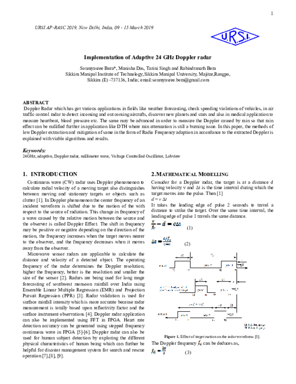 (PDF) Implementation of Adaptive 24 GHz Doppler radar