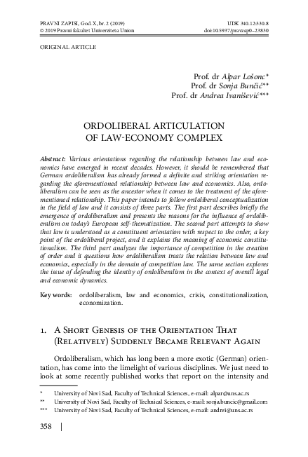 (PDF) Ordoliberal articulation of law-economy complex