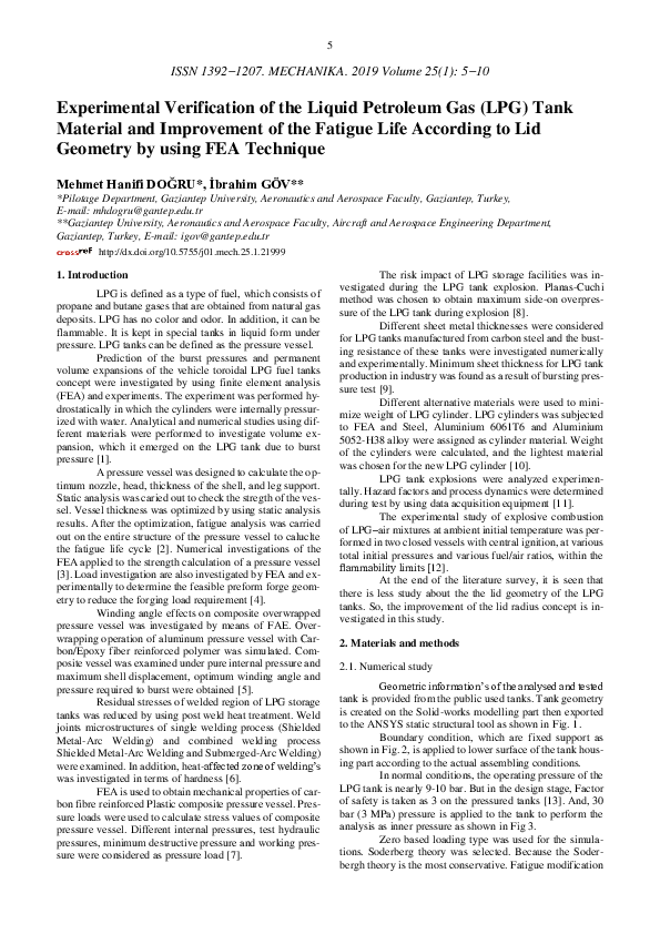(PDF) Experimental Verification of the Liquid Petroleum Gas (LPG) Tank ...