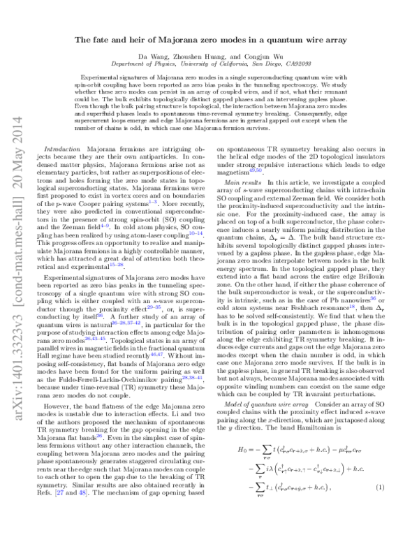(PDF) Fate and remnants of Majorana zero modes in a quantum wire array