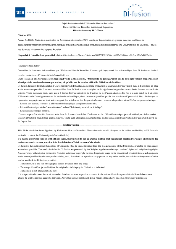PDF) Etude de la réactivation de l'expression des provirus