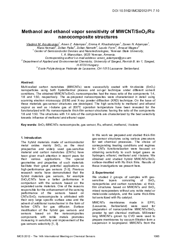 (PDF) P1.7.10 Methanol and ethanol vapor sensitivity of MWCNT/SnO2/Ru ...