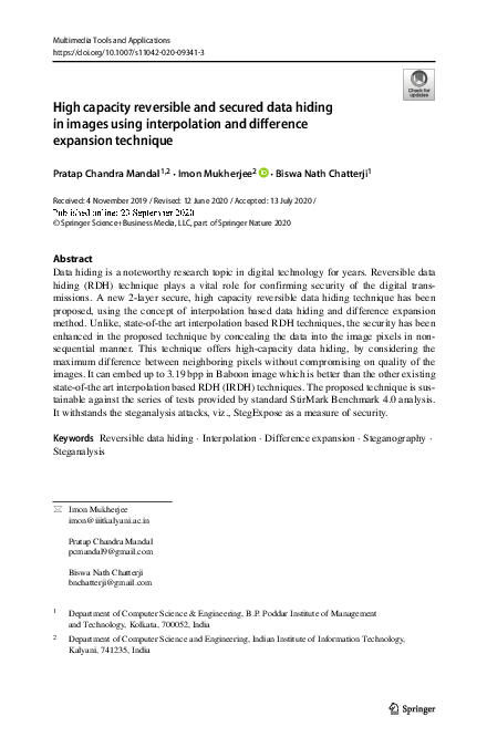 (PDF) High capacity reversible and secured data hiding in images using ...