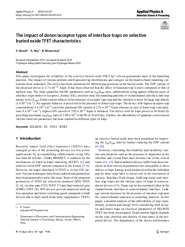 (PDF) The impact of donor/acceptor types of interface traps on ...