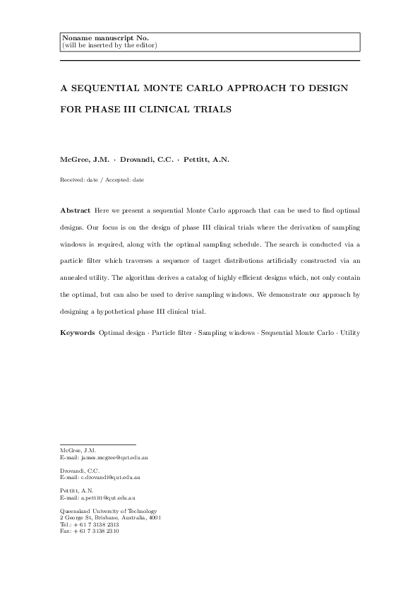 (PDF) A sequential Monte Carlo approach to derive sampling times and ...