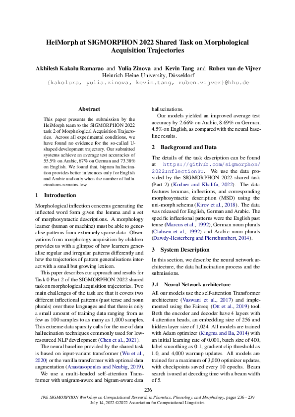 (PDF) HeiMorph at SIGMORPHON 2022 Shared Task on Morphological ...