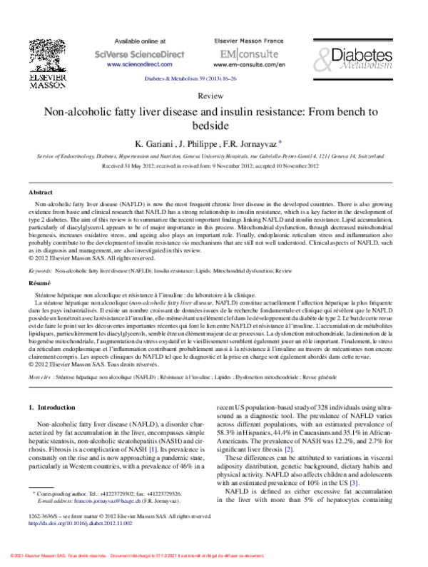 (PDF) Non-alcoholic fatty liver disease and insulin resistance: From ...