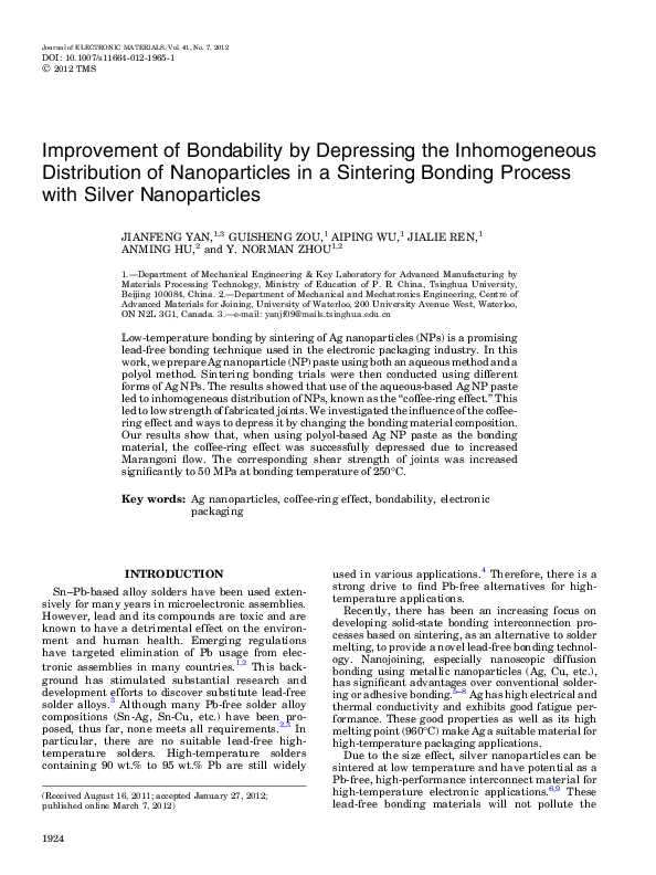 (PDF) Improvement of Bondability by Depressing the Inhomogeneous ...