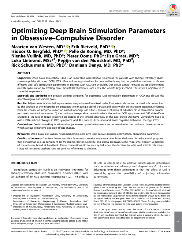 (PDF) Optimizing Deep Brain Stimulation Parameter Selection with ...