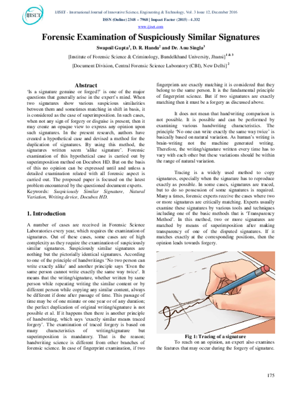 (PDF) Forensic Examination of Suspiciously Similar Signatures